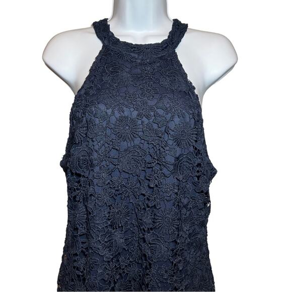 Lace Mini Dress, Navy Blue, M - Picture 6 of 15